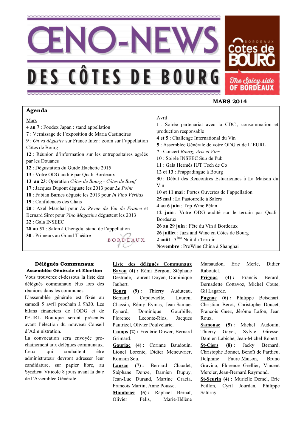 Lettre D'info Mars 2014