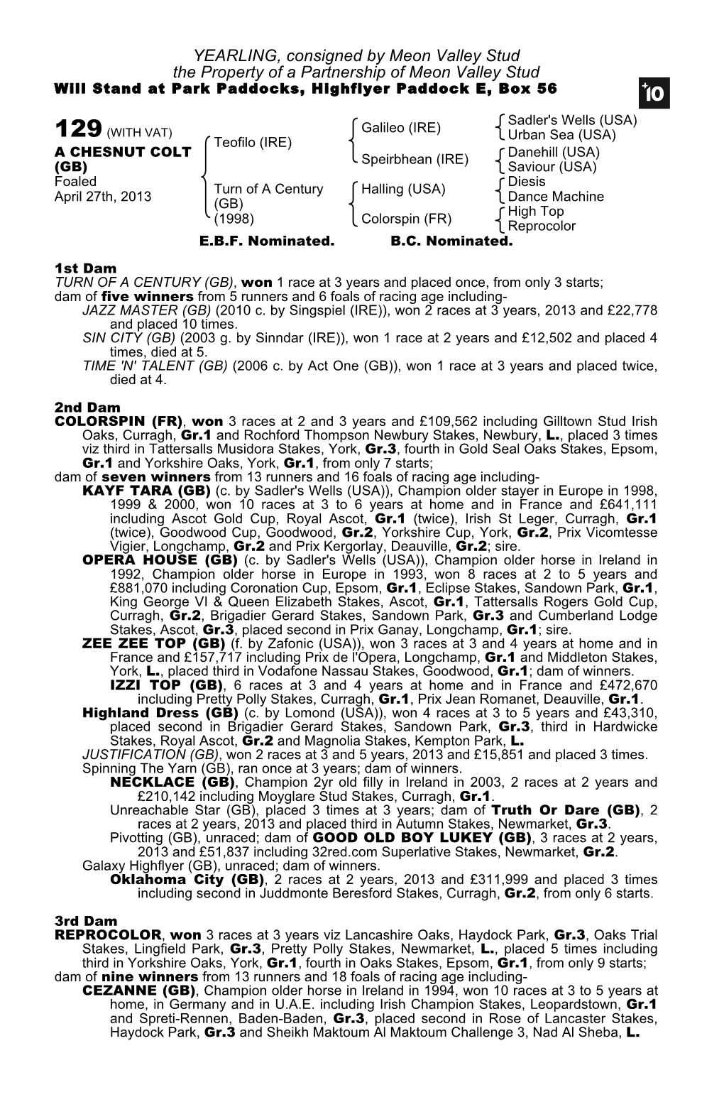 YEARLING, Consigned by Meon Valley Stud the Property of a Partnership of Meon Valley Stud Will Stand at Park Paddocks, Highflyer Paddock E, Box 56