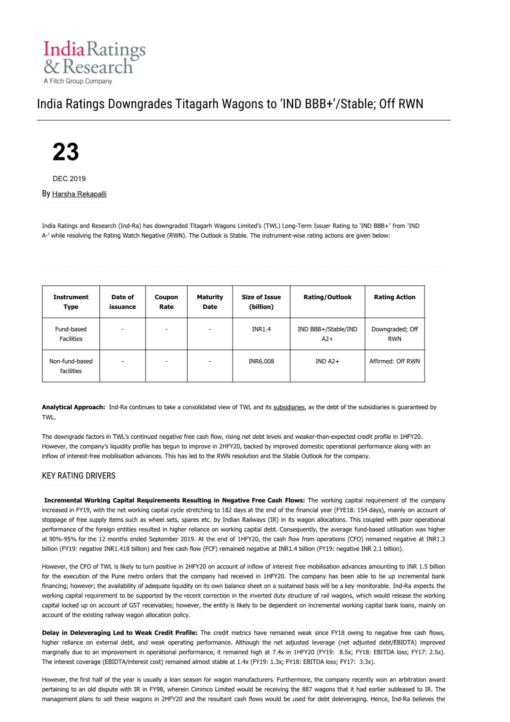 India Ratings 23.12.2019