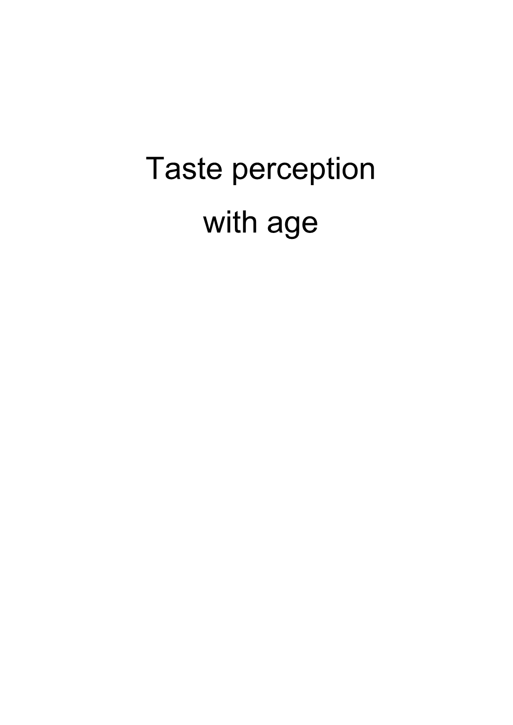 Taste Perception with Age Promotores: Prof