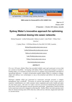 Sydney Water's Innovative Approach for Optimising Chemical Dosing Into