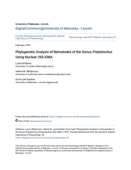 Phylogenetic Analysis of Nematodes of the Genus Pratylenchus Using Nuclear 26S Rdna