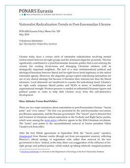 Nationalist Radicalization Trends in Post-Euromaidan Ukraine