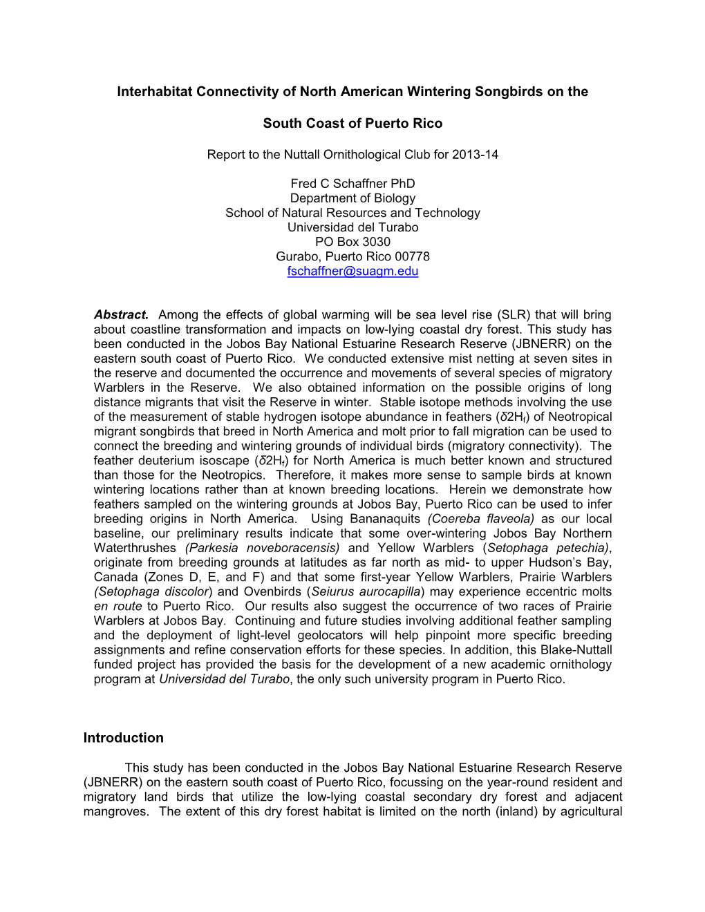 Interhabitat Connectivity of North American Wintering Songbirds on The