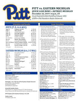 PITT Vs. EASTERN MICHIGAN