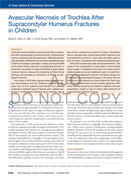 Avascular Necrosis of Trochlea After Supracondylar Humerus Fractures in Children