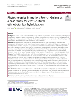French Guiana As a Case Study for Cross-Cultural Ethnobotanical Hybridization M.-A