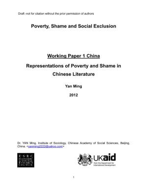 Poverty, Shame and Social Exclusion Working Paper 1 China