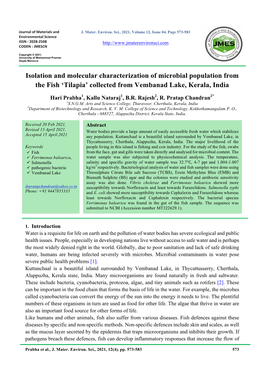 Isolation and Molecular Characterization of Microbial Population from the Fish