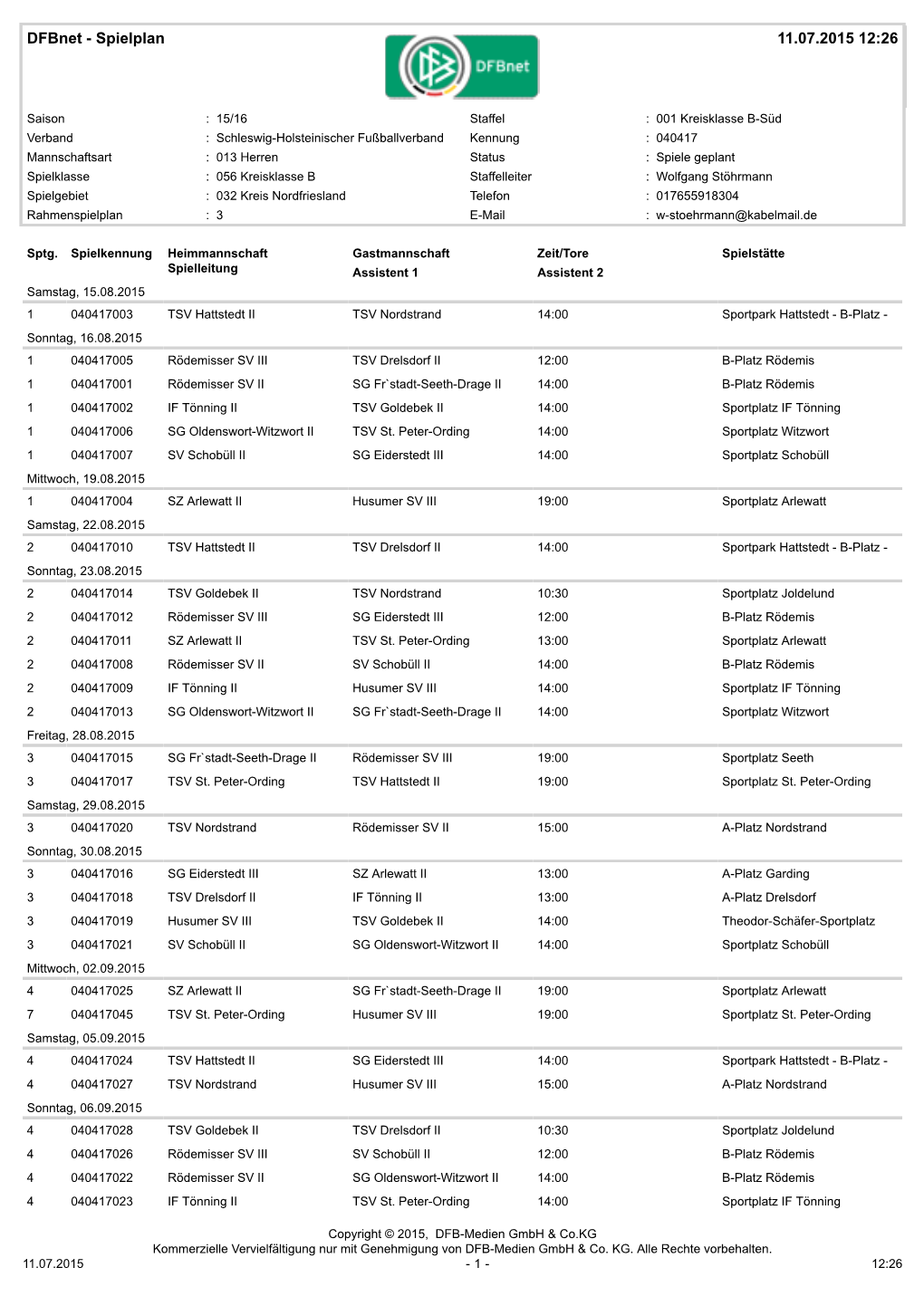 Spielplan 11.07.2015 12:26