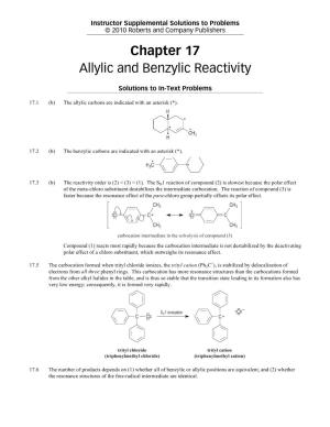 Chapter 17 Allylic and Benzylic Reactivity