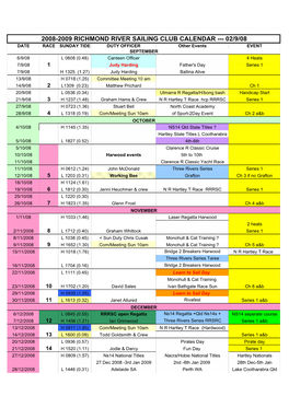 2008-2009 Sailing Calendar Final 29-8-08 Excell 97-2003-V2