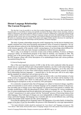 Distant Language Relationship: the Current Perspective