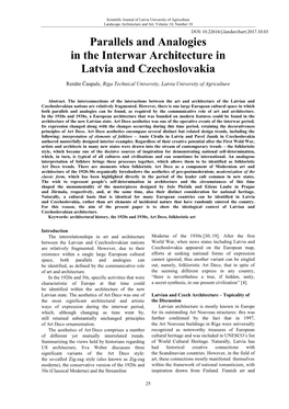 Parallels and Analogies in the Interwar Architecture in Latvia and Czechoslovakia