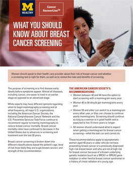 What You Should Know About Breast Cancer Screening