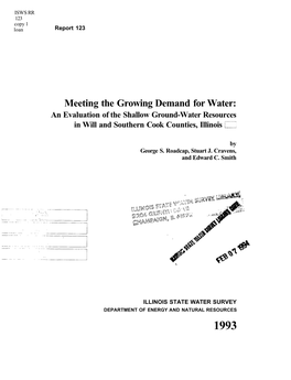 An Evaluation of the Shallow Ground-Water Resources in Will and Southern Cook Counties, Illinois