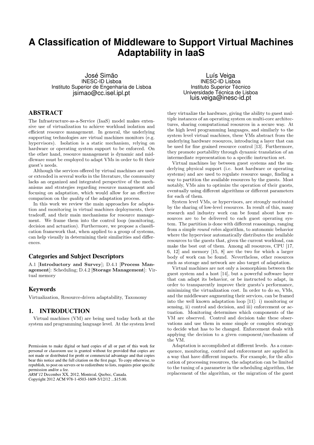 A Classification of Middleware to Support Virtual Machines