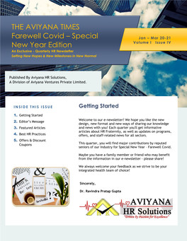 THE AVIYANA TIMES Farewell Covid – Special New Year Edition