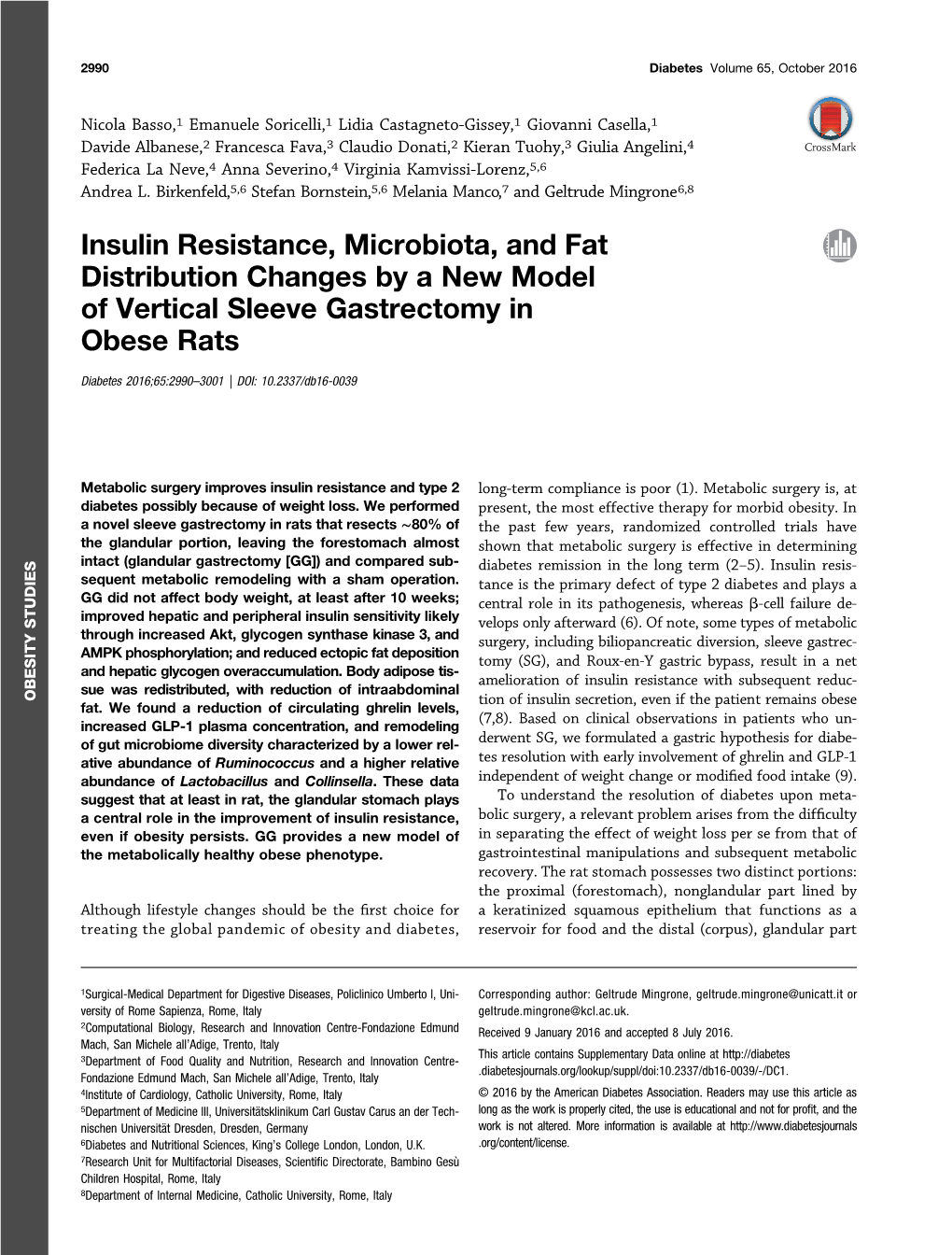 Insulin Resistance, Microbiota, and Fat Distribution Changes by a New Model of Vertical Sleeve Gastrectomy in Obese Rats