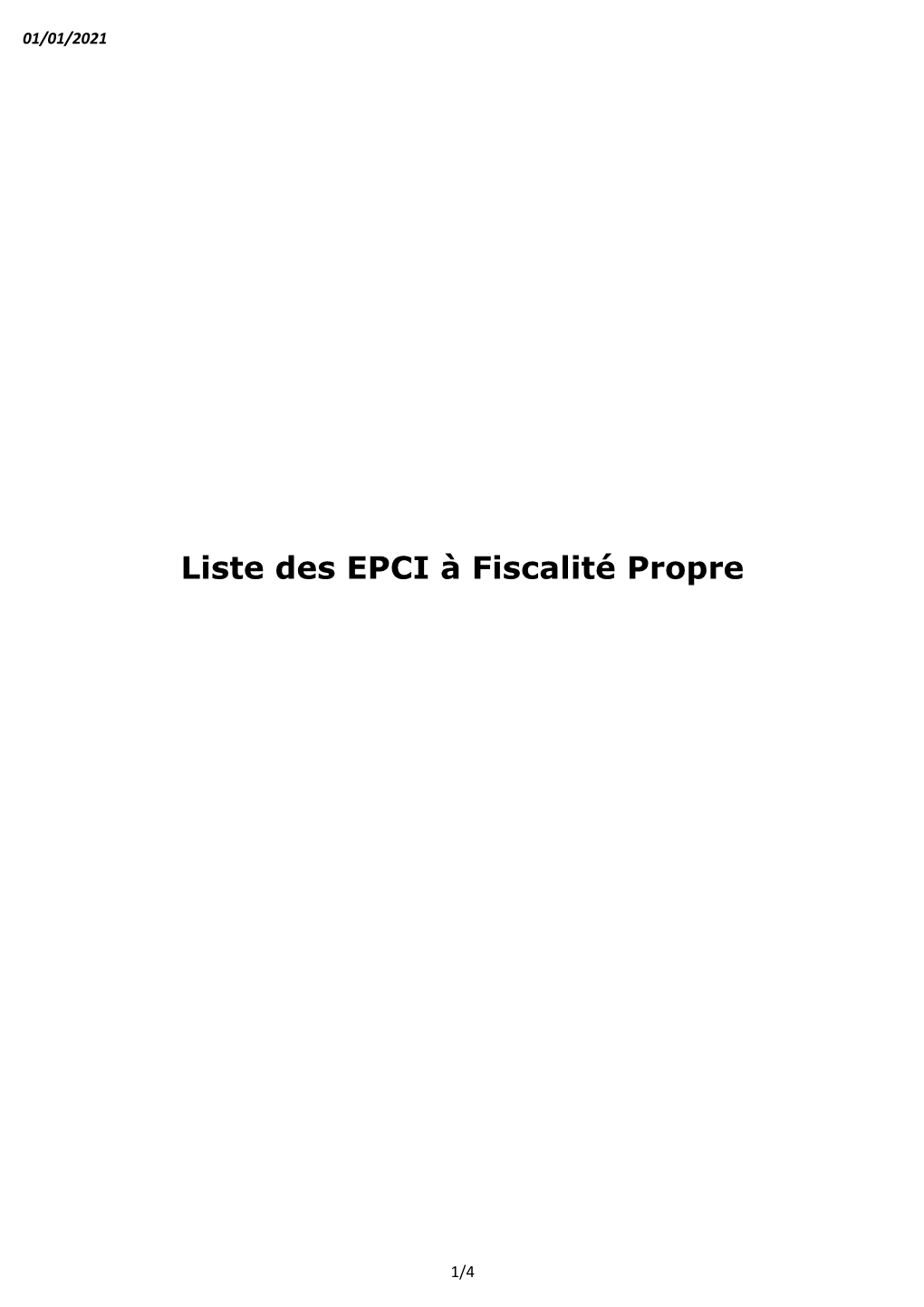 Les EPCI À Fiscalité Propre