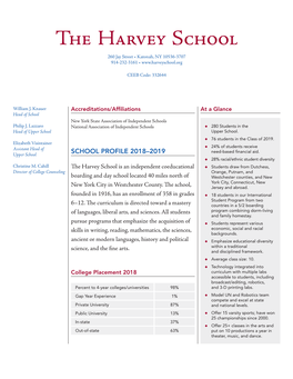 SCHOOL PROFILE 2018–2019 Need-Based Financial Aid