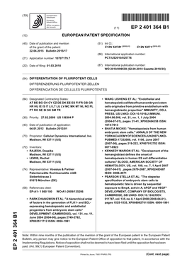 Differentiation of Pluripotent Cells Differenzierung Pluripotenter Zellen Différenciation De Cellules Pluripotentes