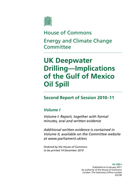 UK Deepwater Drilling—Implications of the Gulf of Mexico Oil Spill