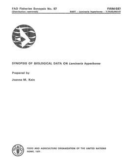 Synopsis of Biological Data on Laminaria Hyperborea