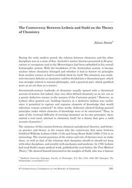 The Controversy Between Leibniz and Stahl on the Theory of Chemistry
