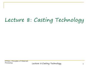 Lecture 8: Casting Technology