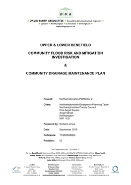 Upper & Lower Benefield Community Flood Risk And