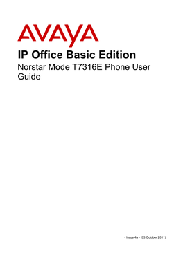 Norstar Mode T7316E Phone User Guide