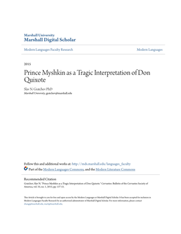 Prince Myshkin As a Tragic Interpretation of Don Quixote Slav N