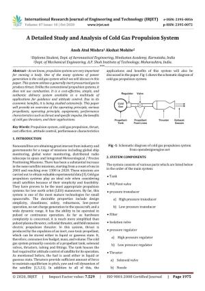 A Detailed Study and Analysis of Cold Gas Propulsion System