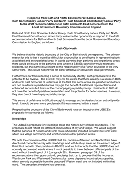 Response from Bath and North East Somerset Labour Group, Bath