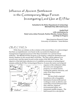 Influence of Ancient Settlement in the Contemporary Maya Forest: Investigating Land Use at El Pilar