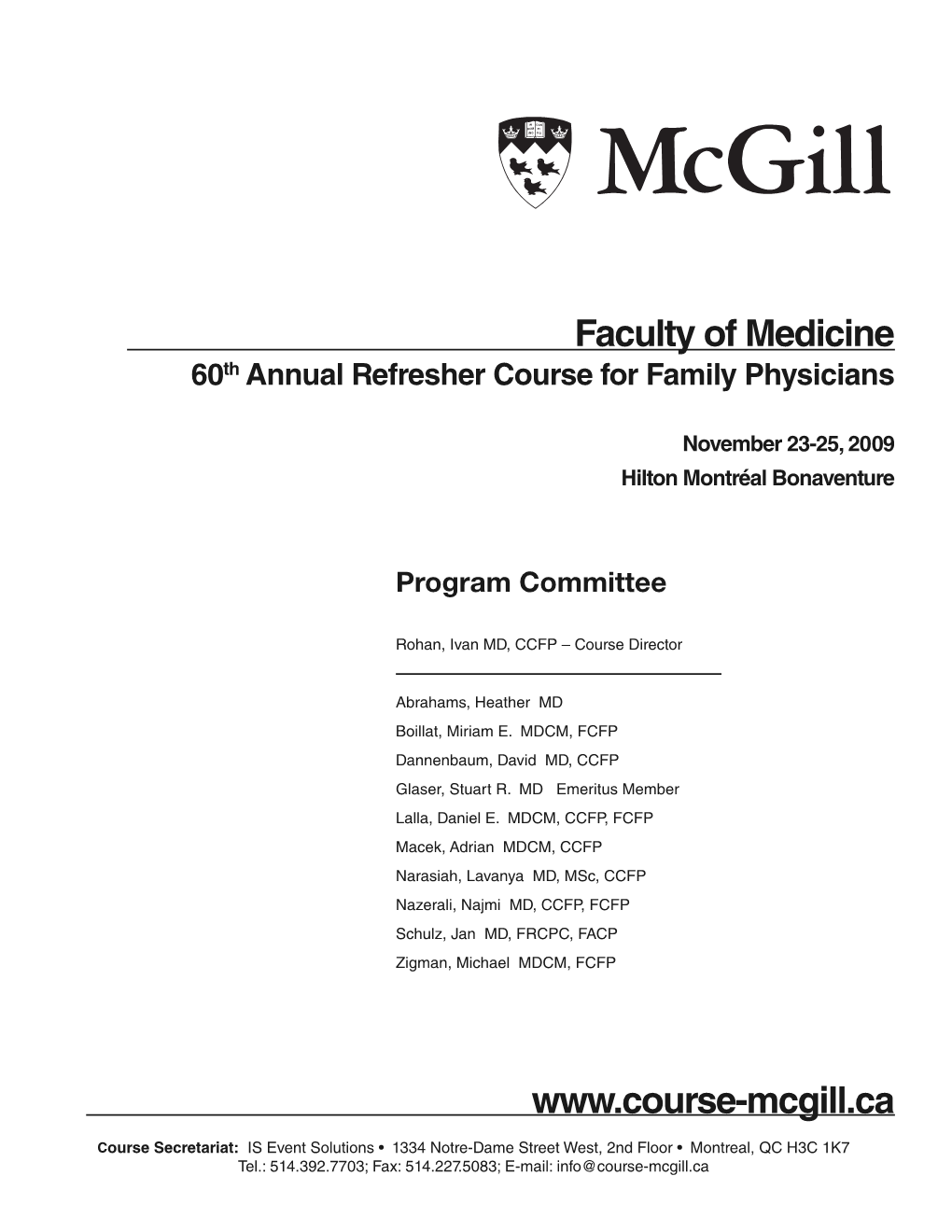 Faculty of Medicine 60Th Annual Refresher Course for Family Physicians