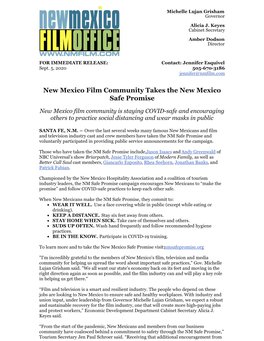 New Mexico Film Community Takes the New Mexico Safe Promise
