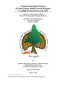 1Temporal and Spatial Patterns of Giant Sequoia Radial Growth Response to a High Severity Fire in A.D