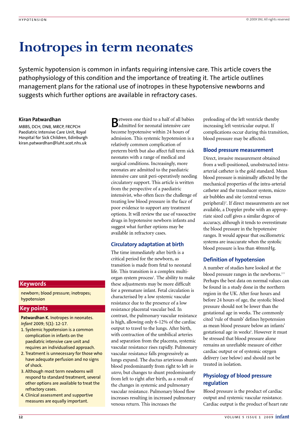 Inotropes in Neonates