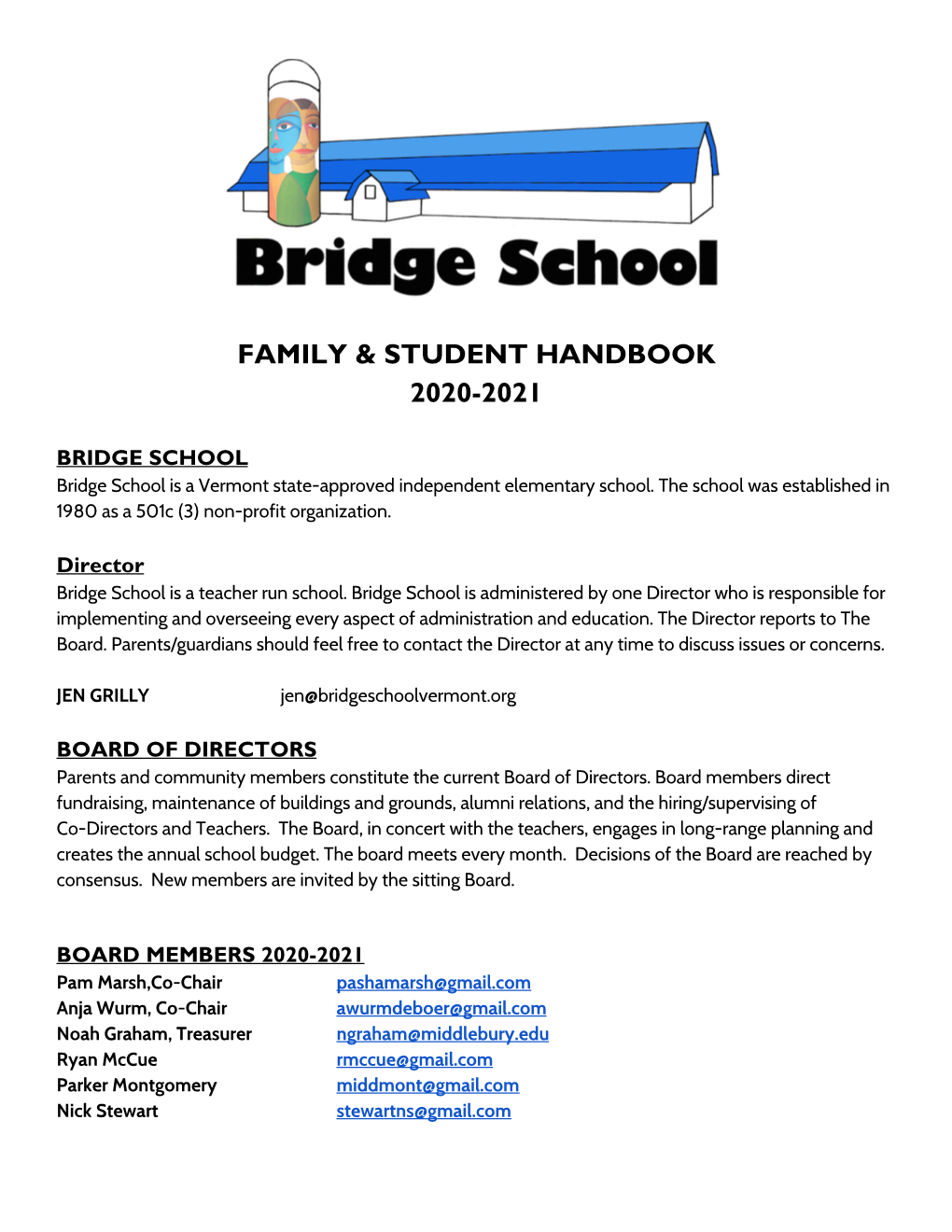 Family & Student Handbook 2020-2021