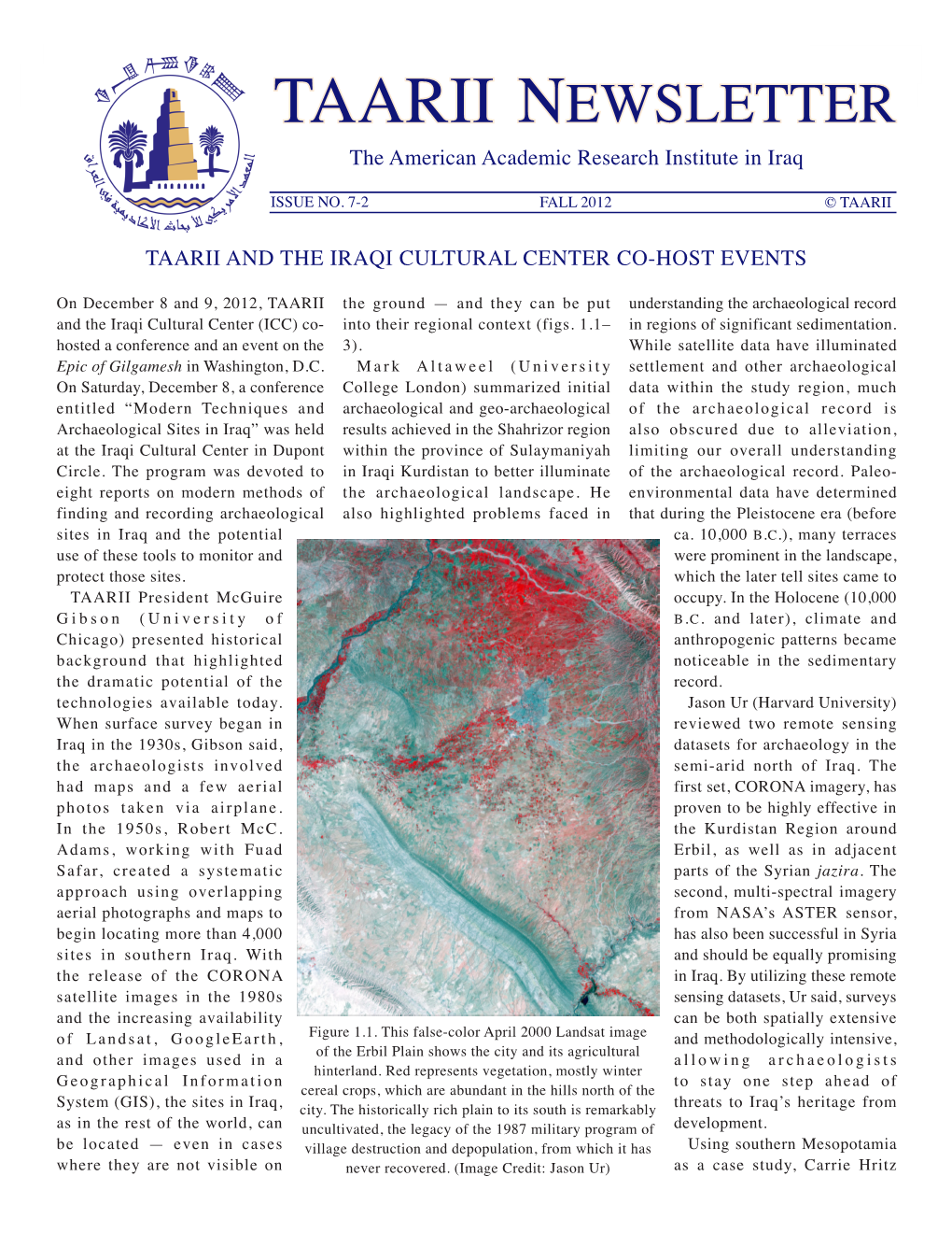 TAARII Newsletter the American Academic Research Institute in Iraq