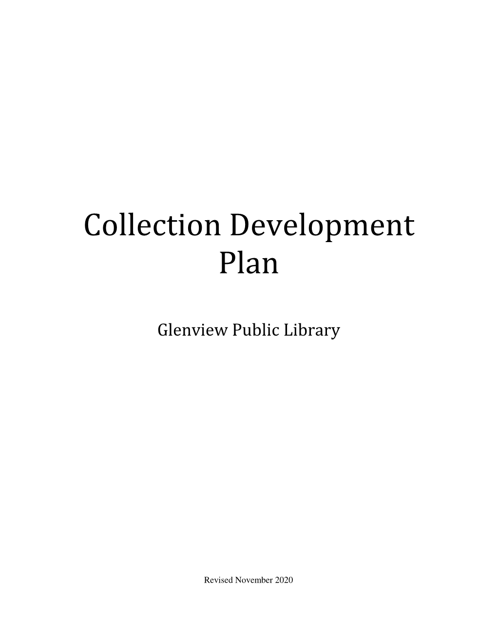 Collection Development Plan