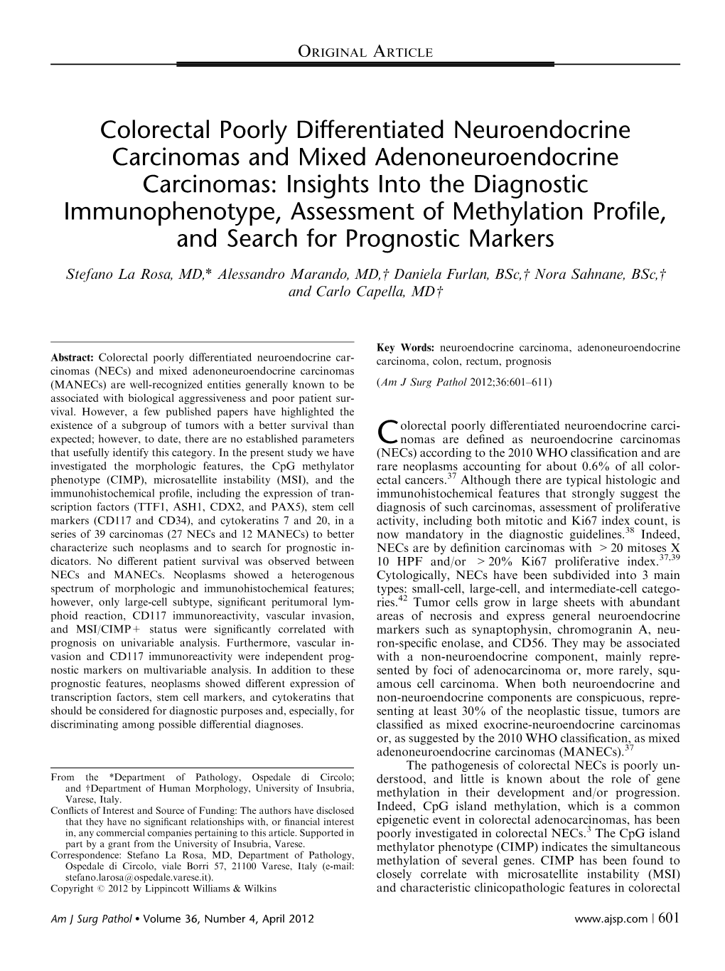 Colorectal Mixed Adenoneuroendocrine Carcinomas
