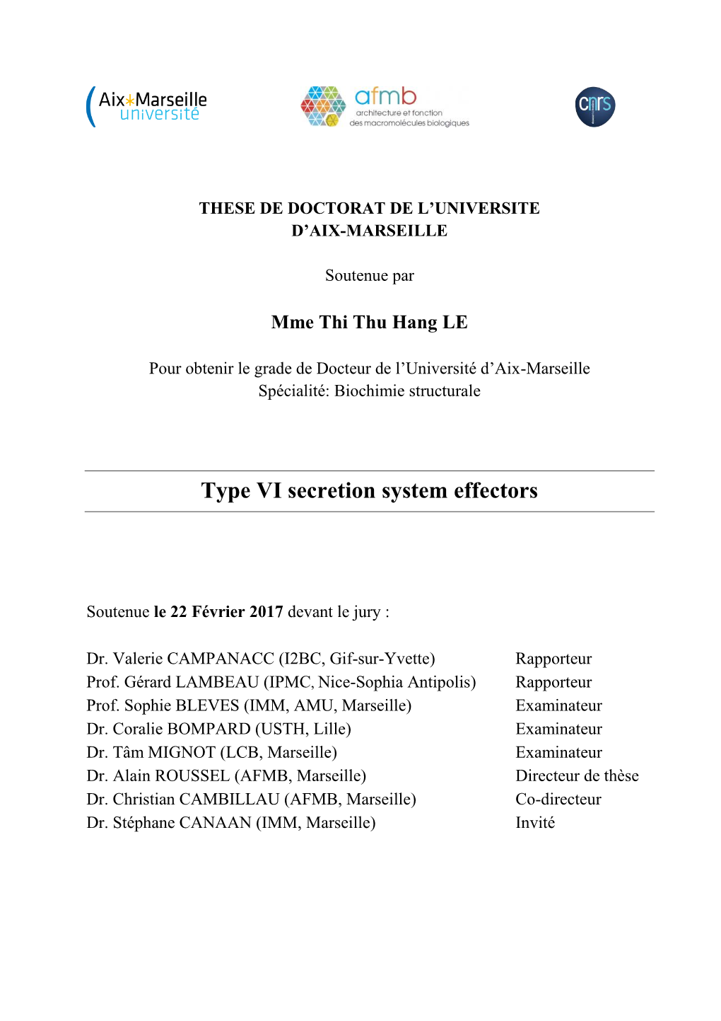 Type VI Secretion System Effectors