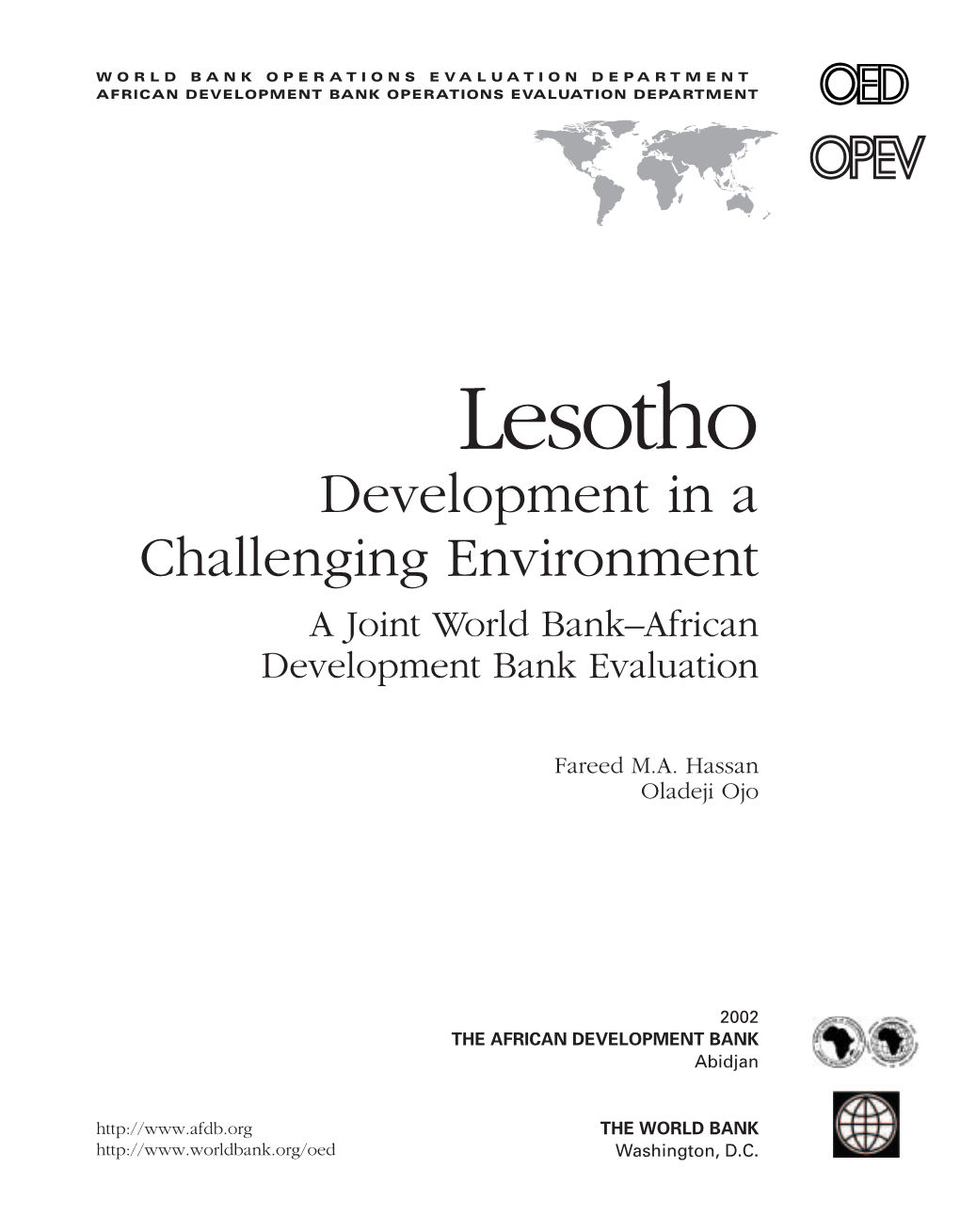 Lesotho Development in a Challenging Environment a Joint World Bank–African Development Bank Evaluation