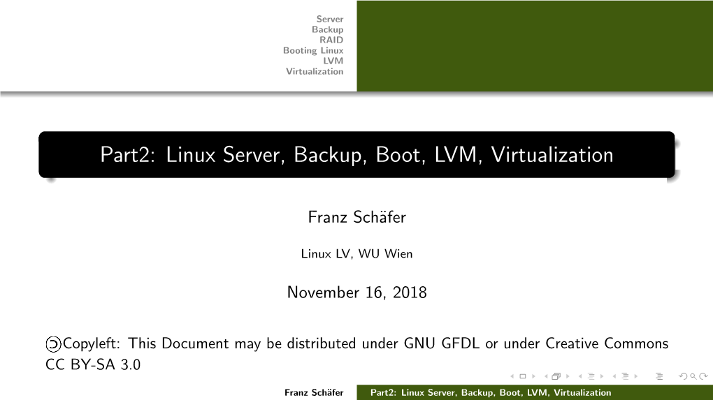 Part2: Linux Server, Backup, Boot, LVM, Virtualization