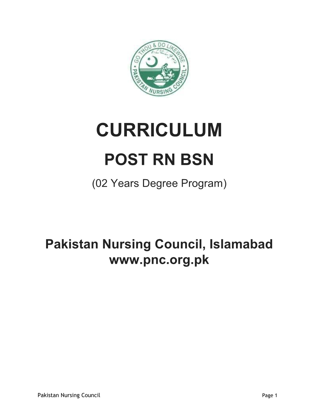 CURRICULUM POST RN BSN (02 Years Degree Program)