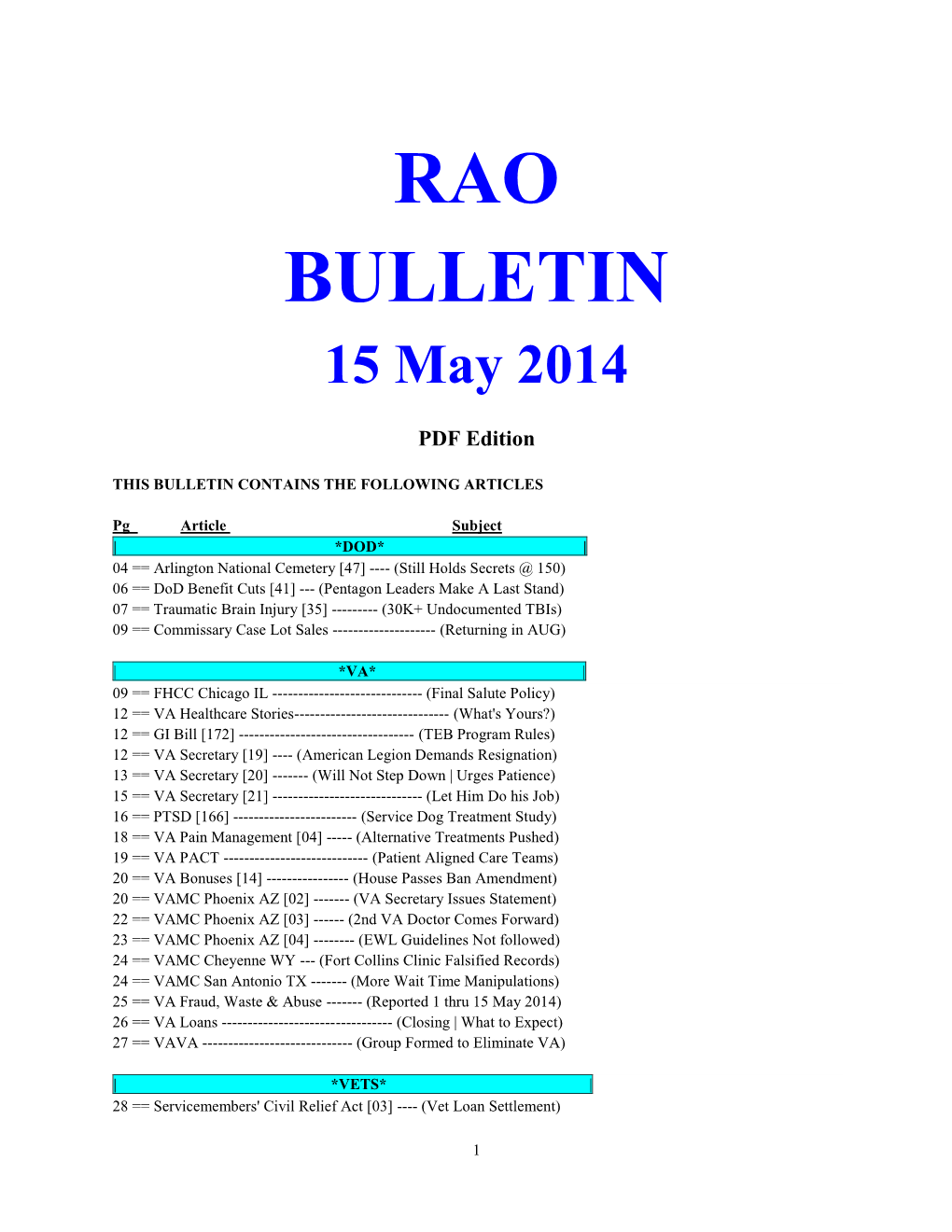 Bulletin 140515 (PDF Edition)