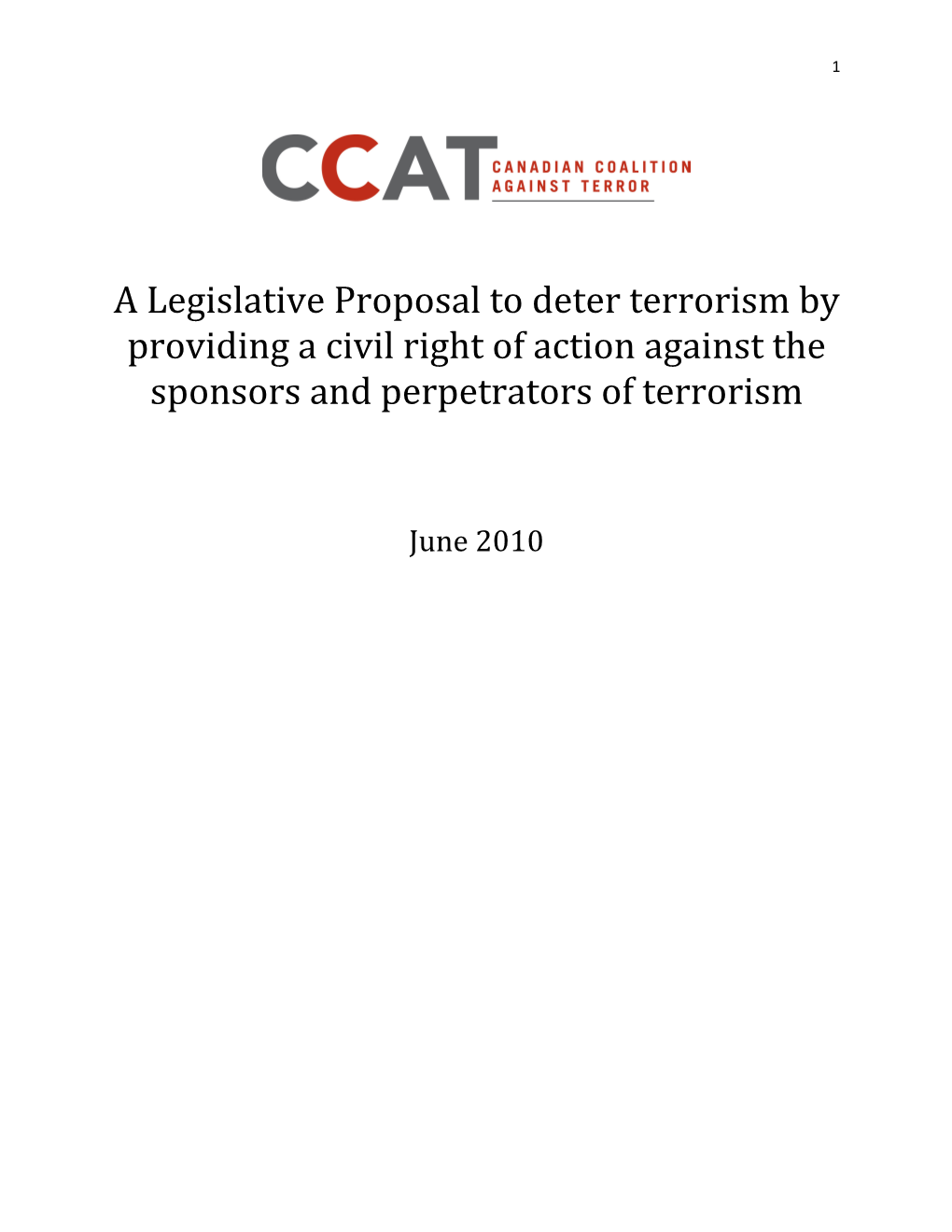 A Legislative Proposal to Deter Terrorism by Providing a Civil Right of Action Against the Sponsors and Perpetrators of Terrorism